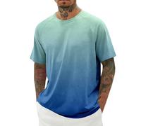 Camiseta de malla con estampado degradado de ojo de pájaro para hombre, de secado rápido, ligera, de manga corta, para verano, playa, gimnasio, correr y ropa casual, regalos para hombres, verde menta