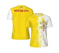 Camiseta de Malla de Manga Corta con Estampado de Bandera de Ciudad del Vaticano para Hombre, Cuello Redondo, Atlética Transpirable, para Gimnasio al Aire Libre, S-5XL