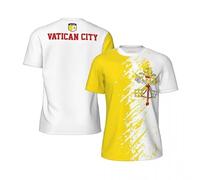 Camiseta de Malla de Manga Corta con Estampado de Bandera de Ciudad del Vaticano para Hombre, Cuello Redondo, Atlética Transpirable, para Gimnasio al Aire Libre, S-5XL
