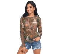 Camiseta de malla para mujer, caza de patos, aves acuáticas, bosques otoñales, cuello redondo, transparente, talla S, Duck Hunting Mallard Waterfowl Autumn Forests, XL