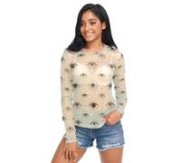 Camiseta de malla para mujer, diseño de bruja bohemia mágica contra el mal de ojo, manga larga transparente, talla S, Evil Eye Magic Boho Witch, XL