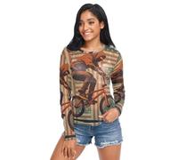 Camiseta de malla para mujer, diseño de camuflaje con bandera de Estados Unidos, camiseta de malla de manga larga, talla S, Bicicleta de montaña con bandera de EE. UU, XXL
