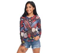 Camiseta de malla para mujer, diseño de pájaro calvo de la libertad de la bandera de Estados Unidos, cuello redondo, transparente, talla S, Bandera de Estados Unidos Bald Freedom Bird, L