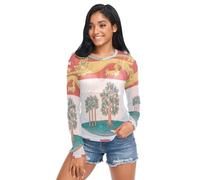 Camiseta de malla para mujer, diseño vintage de la bandera de Canadá con hoja de arce, cuello redondo, para verano, talla S, Bandera de la isla del Príncipe Edu, M