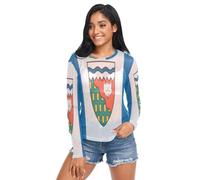 Camiseta de malla para mujer, diseño vintage de la bandera de Canadá con hoja de arce, cuello redondo, para verano, talla S, Bandera de los Territorios del Noroeste, Large