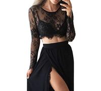 Camiseta de malla para mujer, elegante parte superior de malla, blusa de malla, camiseta de manga larga, camiseta roja, parte superior, parte superior, transparente, top brillante, parte superior