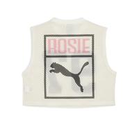 Camiseta de malla PUMA x ROSÉ de corte holgado para mujer, Ropa, Blanco, S S