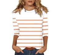 Camiseta de manga 3/4 para mujer, diseño de hombro, suave, elástica, ajuste de compresión, camiseta de entrenamiento casual para mujer, naranja, XXL