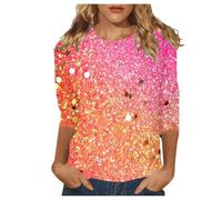 Camiseta de manga 3/4 para mujer, diseño de máscara, cuello redondo, estilo vintage, colorida, manga tres cuartos, para celebraciones, ropa clásica para club o rave, #01-01, L