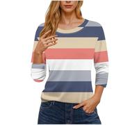 Camiseta de manga 3/4 para mujer, diseño de moda, camiseta de manga larga Y2K, cuello redondo, blusa ajustada, jersey ligero, cómodo de manga larga, camiseta de talla grande, túnica básica, top de