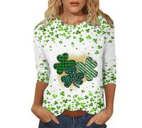 Camiseta de manga 3/4 para mujer, diseño de trébol de la suerte, camiseta irlandesa festiva sin botones, disfraz del día de San Patricio, camiseta de celebración de Irlanda, Verde2, XX-Large