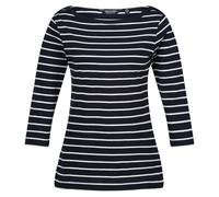 Regatta Bayletta-Camiseta de Manga 3/4 para Mujer, Azul Marino/Blanco, 36