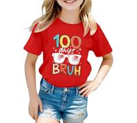 Camiseta de manga corta 2026 con estampado gráfico para niñas - ideal para regresar a la escuela, informal y cómoda, un tejido mixto - perfecto para el día a día., rojo, 3-4 años