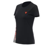 Camiseta de manga corta Algodón Mujer Dainese LOGO LADY BLACK/FLUO-RED