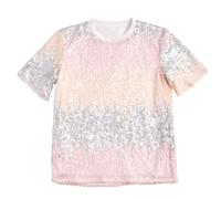 Camiseta de manga corta brillante para carnaval, fiestas, ideal para festivales, conciertos, vida nocturna., PK2, M