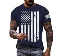 Camiseta de manga corta con bandera estadounidense retro para hombre, camiseta casual patriótica para uso diario y 4 de julio, S-5XL, regalos, marine, L