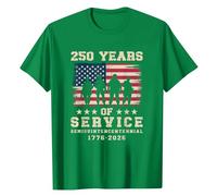 Camiseta De Manga Corta con Cañón Bandera Y Fuegos Artificiales Diseño Libertad Cómoda para Mujer Hombre Verde 2XL