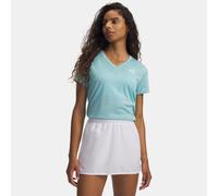 Camiseta de manga corta con cuello de pico Under Armour Tech™ Twist para mujer Azul Haze / Blanco L