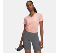 Camiseta de manga corta con cuello de pico Under Armour Tech™ Twist para mujer Posh Rosa / Blanco S