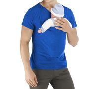 Camiseta de manga corta con cuello en V para hombre, con bolsa de bebé, camisas de piel a piel con bolsillo canguro, camisetas de color sólido, camisetas de fácil cuidado, transpirables, cómodas