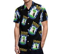 Camiseta de Manga Corta con Cuello en V y Escudo de Armas de Madrid para Hombre.