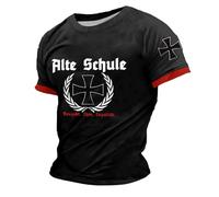Camiseta de Manga Corta con Cuello Redondo, Informal, cómoda y Moderna, con Estampado de Tanque alemán Tiger de la Segunda Guerra Mundial y Europa para Hombre (Black, L)