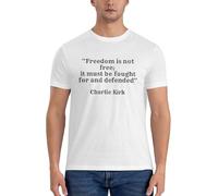 Camiseta de Manga Corta con Cuello Redondo para Hombre de Charlie Kirk La Libertad no es Gratis, Hay Que lucharla y defenderla.