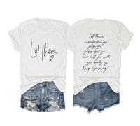 Camiseta de manga corta con cuello redondo para mujer, diseño de manga corta con texto en inglés "Let Them Misentendir", Blanco, 3XL