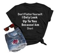 Camiseta de manga corta con cuello redondo para mujer, estilo informal, color plateado, Negro , 3XL