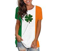 Camiseta de manga corta con cuello redondo para mujer, holgada, informal, estampada, top brillante, naranja, L