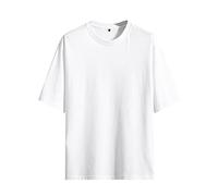 Camiseta de Manga Corta con Cuello Redondo sólido de Verano para Hombre Camiseta Mejor (White, L)