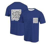 Camiseta de Manga Corta con Cuello Redondo y Estampado de código QR para Hombre, Camiseta Informal de Manga Corta Holgada y cómoda para Deportes # L