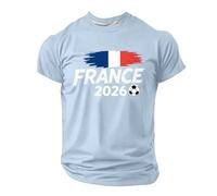 Camiseta de manga corta con cuello redondo y estampado de letras de ciudad. Camiseta clásica de ocio para todos, material ligero y transpirable, moderno para el día a día., azul claro, XL