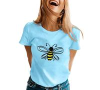 Camiseta de Manga Corta con Cuello Redondo y Estampado del Día Mundial del Ser para Mujer (Blue, M)