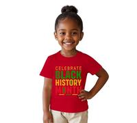 Camiseta de Manga Corta con diseño gráfico para empoderar a niñas y Adolescentes en celebración del de la Historia Negra (Red, 1-2 Years)