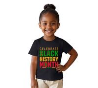Camiseta de Manga Corta con diseño gráfico para empoderar a niñas y Adolescentes en celebración del de la Historia Negra (Black, 1-2 Years)