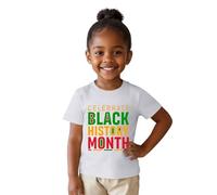 Camiseta de Manga Corta con diseño gráfico para empoderar a niñas y Adolescentes en celebración del de la Historia Negra (White, 8-9 Years)