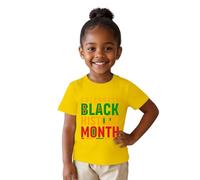 Camiseta de Manga Corta con diseño gráfico para empoderar a niñas y Adolescentes en celebración del de la Historia Negra (Yellow, 6-7 Years)