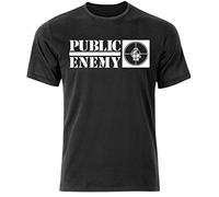 Camiseta de manga corta con diseño que dice Public Enemy (S-3 XL) negro negro Talla única