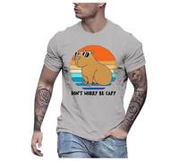 Camiseta de manga corta con estampado animal de verano para hombre, camiseta de entrenamiento de estado mental, Gris claro., 3XL