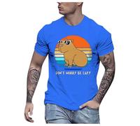 Camiseta de manga corta con estampado animal de verano para hombre, camiseta de entrenamiento de estado mental, azul, L