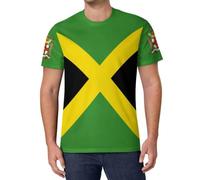 Camiseta De Manga Corta con Estampado Bandera De Jamaica para Hombre, Camiseta De Informal Rayas Cruzadas Verano, Camisetas Deportivas Básicas Suave Ventilada para Correr Entrenar