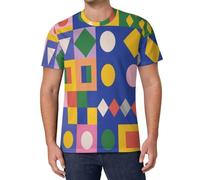 Camiseta De Manga Corta con Estampado Bloques Color Geométricos Geniales para Hombre, Camiseta De Informal Patchwork Moda Verano, Camisetas Deportivas Básicas Suave Ventilada para Correr Entrenar