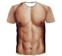 Camiseta de manga corta con estampado de abdominales falsos para hombre, camiseta de manga corta falsa de dos piezas, Hombre-015, 3XL
