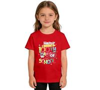 Camiseta de manga corta con estampado de animal para niñas con estampado de lobo para niñas (rojo, 12-13 años)