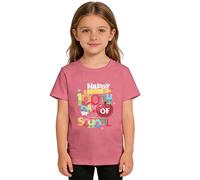 Camiseta de manga corta con estampado de animal para niñas con estampado de lobo para niñas (rosa, 6-7 años)