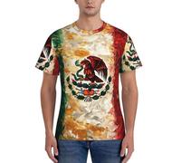 Camiseta de manga corta con estampado de bandera mexicana americana para hombre, cómoda, para gimnasio, entrenamiento, actividades deportivas, Negro, M