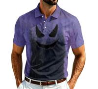 Camiseta de manga corta con estampado de Halloween, ideal para un look festif décontracté au quotidien., morado, L