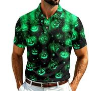 Camiseta de manga corta con estampado de Halloween, ideal para un look festif décontracté au quotidien., verde, L