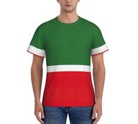 Camiseta de manga corta con estampado de la bandera de la República de Chechenia para hombre, clásica, moderna, cómoda, gimnasio, entrenamiento, actividades deportivas, Negro, 3XL